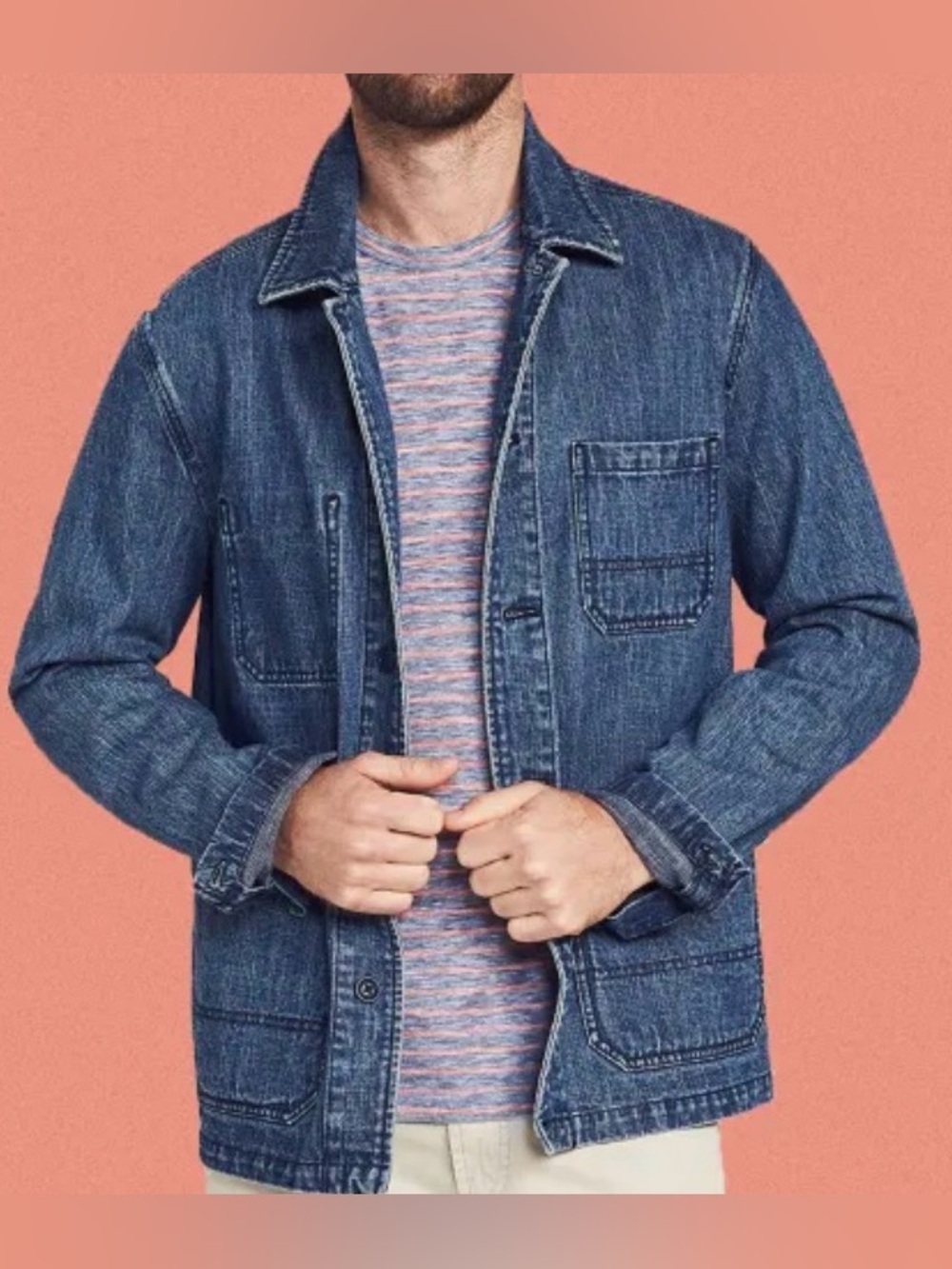Faherty Bayshore Indigo Denim Chore Jacket Men's Small $198 New with Tags